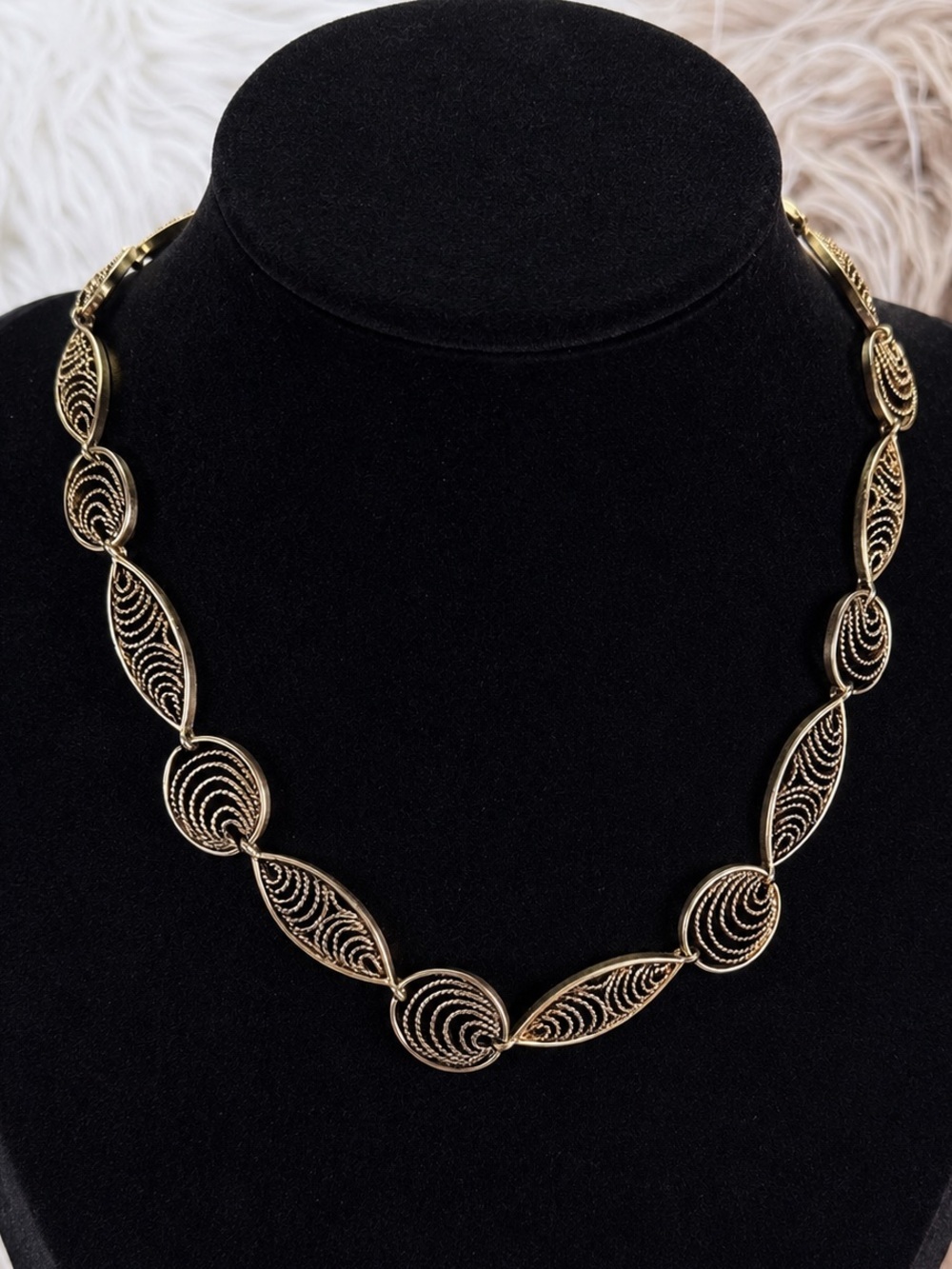 Vintage aged brass tone, intricate bohemian chic choker statement necklace